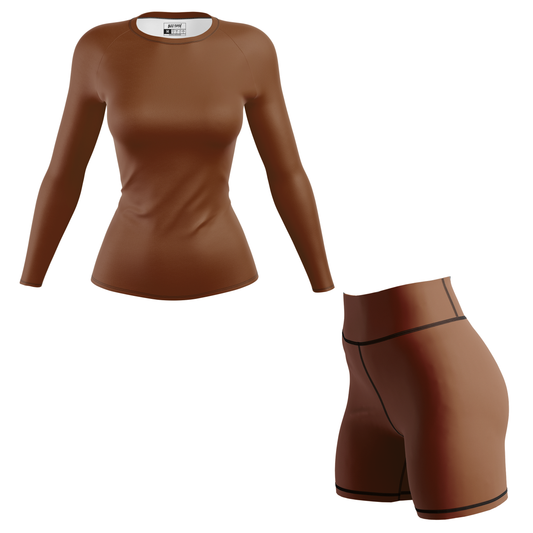 Plain Brown Women's BJJ Rash Guard