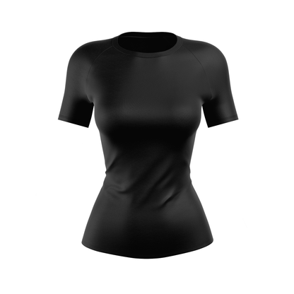 Plain Black Women's BJJ Rash Guard - Shortsleeve