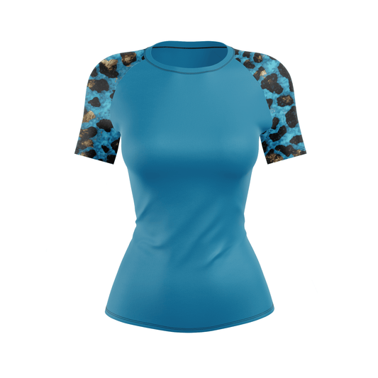 Blue Leopard Women's BJJ Rash Guard - Shortsleeve