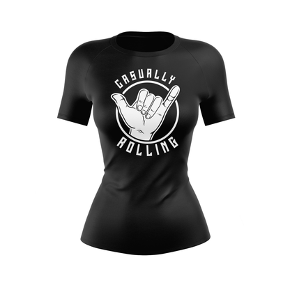 Casually Rolling Women's BJJ Rash Guard - Shortsleeve