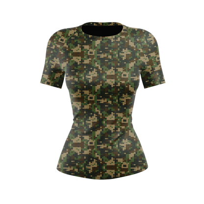 Digital Camo Women's BJJ Rash Guard - Shortsleeve