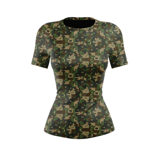 Digital Camo Women's BJJ Rash Guard - Shortsleeve