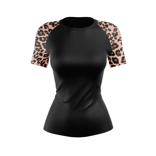 Leopard Takedown Women's BJJ Rash Guard - Short Sleeve