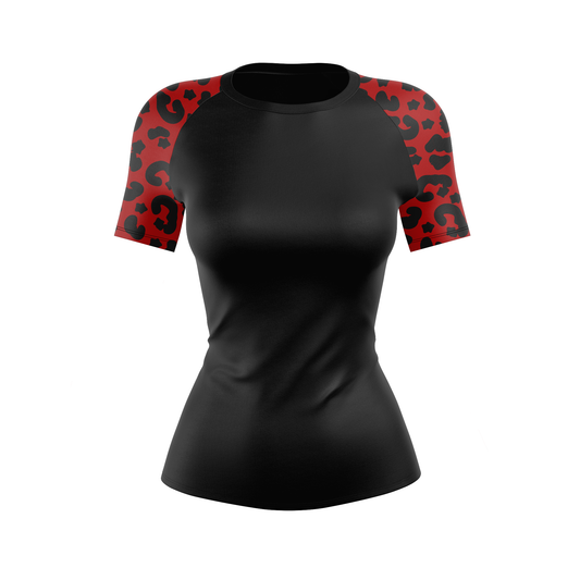 Camiseta de protección contra erupciones de BJJ para mujer Leopard Strike
