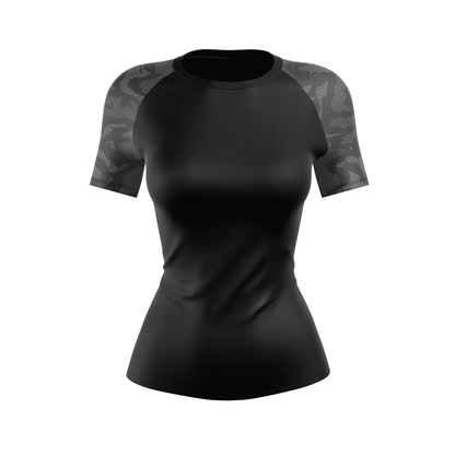 Grey Camo Women's BJJ Rash Guard - Shortsleeve