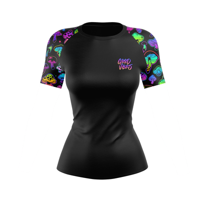 Psychedelic Mushroom Women's BJJ Rash Guard - Short sleeve