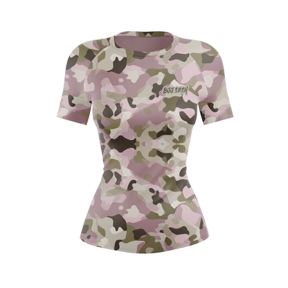 Combat Camo Pink Women’s BJJ Rash Guard - Short Sleeve