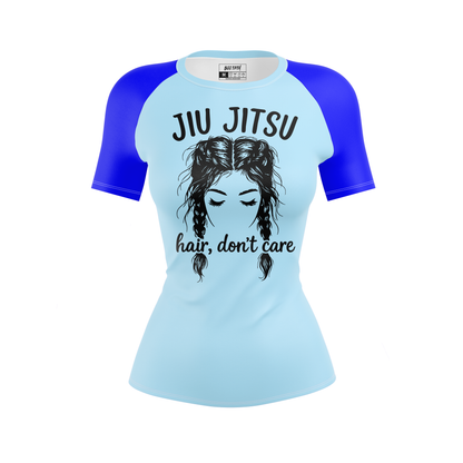 Jiu Jitsu Hair Don't Care Women's BJJ Rash Guard - Short Sleeve