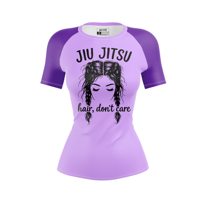 Jiu Jitsu Hair Don't Care Women's BJJ Rash Guard - Short Sleeve