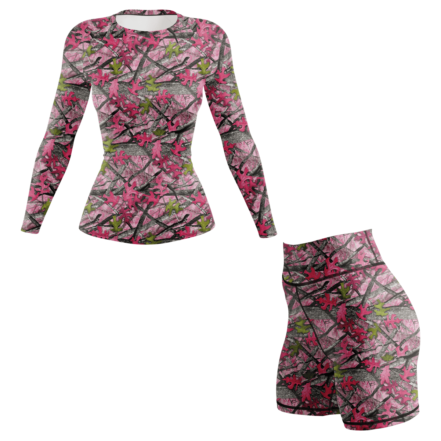 Pink Camo Tree Women's BJJ Spats Shorts
