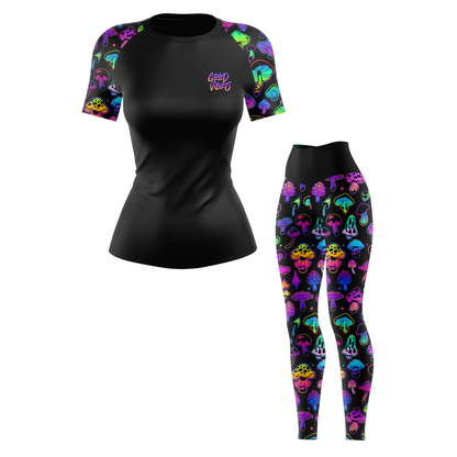 Psychedelic Mushroom Women's BJJ Rash Guard - Short sleeve