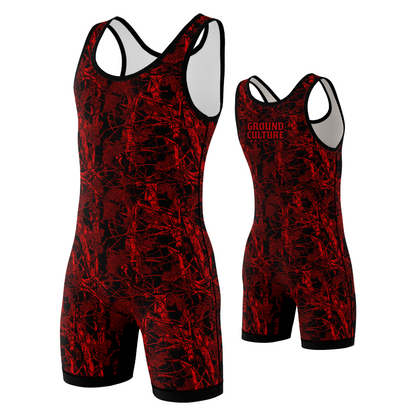 Red Forest Camo Wrestling Singlet
