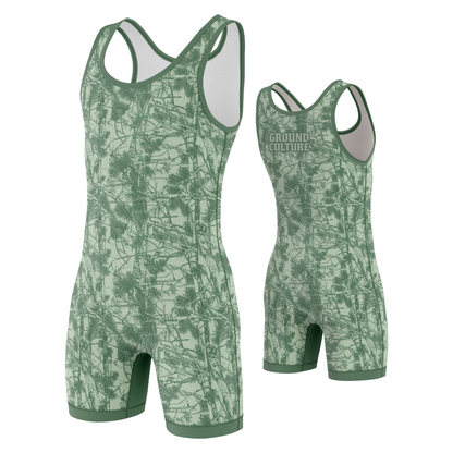 Green Forest Camo Wrestling Singlet