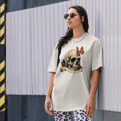 Skull & Butterfly - Oversized faded t-shirt