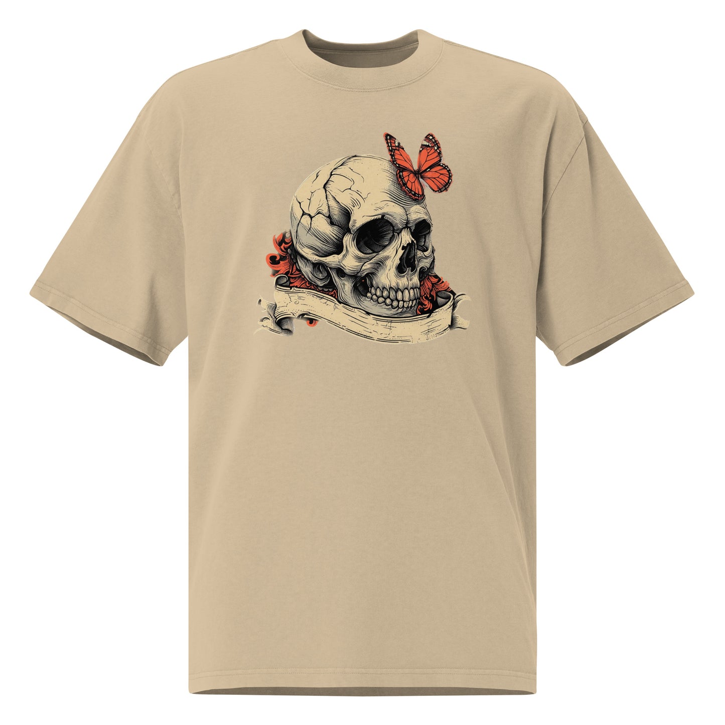 Skull & Butterfly - Oversized faded t-shirt